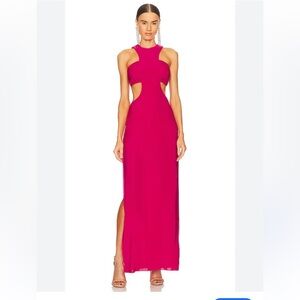 ✨ MISA Los Angeles Lyra Cutout Maxi Dress‎ Fuchsia Pink Revolve XS NWOT ✨